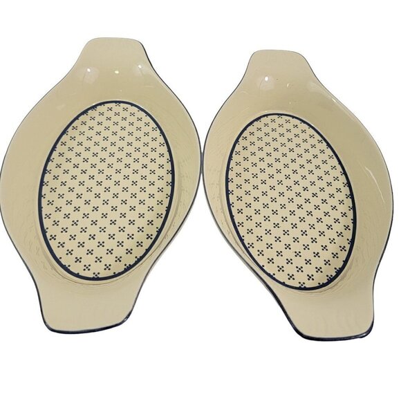 Potpourri Press Japan Oval Stoneware Serving Baking Casserole Dish – Set of 2 - Picture 4 of 16